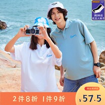 A21 short-sleeved POLO shirt mens summer stripes Japanese pure cotton loose T-shirt Off-the-shoulder couple European and American ins top