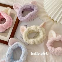 Japanese cute three-dimensional cat ear hair band face wash head belt makeup mask hair set Selling cute hair accessories