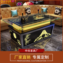 2021 new ktv tea table luminous clear bar compartment special table Euro style song hall tempered glass bar table customised