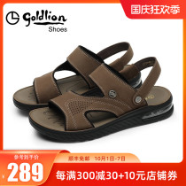 Gold Lilai sandals men 2021 summer outdoor casual shoes men leather open toe hollow shoes breathable sandals men