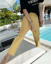 South Korea summer New straight pants loose drop feeling high waist thin pipe pants small nine-point suit pants women