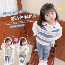 Baby vest Spring and Autumn new three-piece foreign girl wear knitted vest female baby sweater set tide
