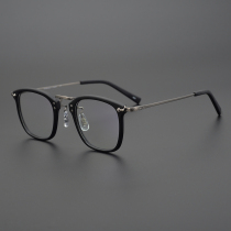 Japanese hand made in gold titanium ultra light large face box retro glasses frame plank GMS806 Ammerclick 805