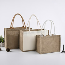 Burlap bag custom logo environmental shopping bag linen large capacity handbag advertising gift bag canvas bag custom