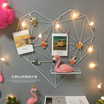 Creative Nordic ins wrought iron grid photo wall love rack home wall decorations props
