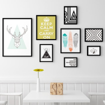 Decorative painting photo frame wall hanging painting combination bedroom living room dining room solid wood photo wall Nordic simple TV wall decoration