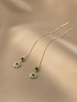 Ancestral Mother Green Jewel Earline Woman 925 Pure Needle Earrings 2021 New Tide-gas Long Flowing Su Earrings