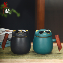 Zhanyue creative Japanese lucky cat mug ceramic with lid office tea cup tea filter quick Cup