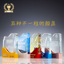 Alumina metal crystal trophy custom high-end company excellent team Honor authorization card Party member retirement memorial