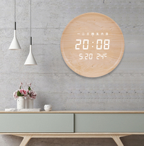 Log color wall clock Living room household fashion electronic clock Modern simple wall personality creative European luxury