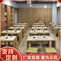 Solid Wood guqin table and stool resonance Chinese school table kindergarten desks and chairs antique calligraphy table student training table calligraphy and painting table