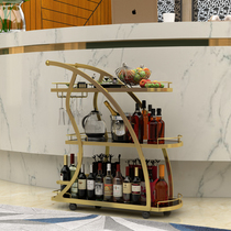 Golden high-end dining car cart 4S restaurant hotel kitchen KTV tea cart beauty three-layer mobile shelf