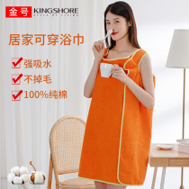  Gold pure cotton bath towel womens cloak bathrobe can be worn and wrapped in cotton household hotel water absorption quick-drying thickening increase