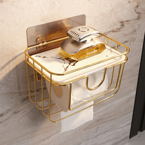 Nordic light luxury toilet roll paper holder toilet non-perforated toilet paper box wall-mounted tissue box rack