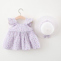 New summer dress female baby skirt foreign Korean version 0-3 year old girl dress Infant princess dress send hat