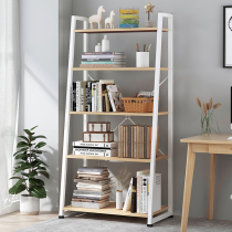 Bookshelf floor simple living room shelf wrought iron storage rack home bedroom multi-layer trapezoidal small bookcase storage rack