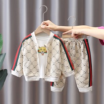 Korean boys autumn clothes 2021 New Set baby spring autumn Net Red foreign gas childrens clothing three sets