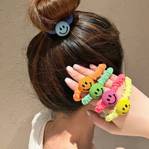 South Korea Dongdaemun trend assembly ground smiling face fluorescent color wrinkled color headgear temperament advanced sense travel hair accessories