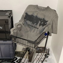 NONONOZ American made old washed with short sleeve t-shirt male tide card Little crowdstreet grey lovers oversize blouse
