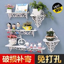 Wall shelf storage rack storage adhesive hook-free coat wall decoration frame partition bedroom wall hanger European simple punch