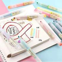 Xin Yi Morandi color highlighter pen large-capacity student marker pen notes stroke key double-headed marker pen