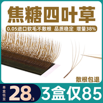 Caramel four-leaf clover eyelash grafting ultra-soft hair y-type yy brown C- warped clover mixed-pack eyelash shop special
