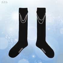 Korean version stockings Childrens calf socks Summer thin black pearl chain stockings thin legs JK half high tube socks