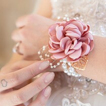 Bridesmaid group wrist flower Super fairy senior sister Pearl hand flower Bride wedding wedding dress bracelet Korean simulation