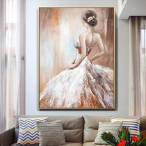 Living room porch decorative painting restaurant abstract pure hand-painted oil painting atmospheric hotel hanging painting corridor wall painting modern simplicity