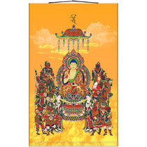 High-definition medicine teacher Buddha Tathagh portrait twelve medicine fork general Bodhisattva Buddha portrait painting full screen Buddha Hall scroll painting