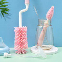 Silicone bottle brush storage set pacifier brush cleaning brush baby 360 degree rotating combination wash cup brush set