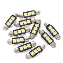 10X 36MM Bulb Lamp 3 LED 5050 SMD CANBUS White Car Dome