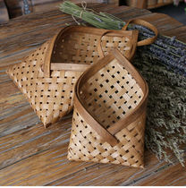 Pastoral wall hanging flower basket basket bamboo hanging basket home storage decoration flower basket green plant flower pot dry flower basket