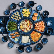 Chinese New Years Eve dinner ceramic tableware set multi-person hot pot bowl set family reunion dish platter combination