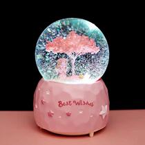 Girl crystal ball music box floating snow inner rotating girl music box Night Light Children girl birthday gift ornaments