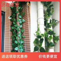 -Green decorative leaves pull flowers and leaves simulation fire pipe shielding plastic green leaves green vines wall hanging fake flower vines-