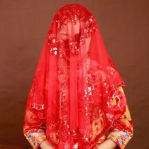 Red hijab bride red veil wedding Hipa gauze Hipa Mon headscarf Chinese wedding mesh cover head