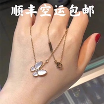 18K gold rose gold white fritillary butterfly necklace female pendant choker Net Red couple gift