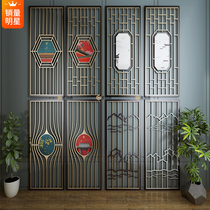 Light luxury custom stainless steel screen into the home metal partition hollow carved new Chinese flower grid grille titanium