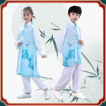 Childrens martial arts performance suits autumn new long sleeves practice Gongfu China Wind Tai Chi uniforms for primary and middle school students Competition training clothes