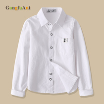 Boys white shirt Long sleeve cotton spring and autumn boys primary school uniform top dress Large children white shirt