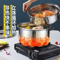Thickened stainless steel steamer three-layer 26cm multi-functional large steamer Household large capacity induction cooker for gas stove
