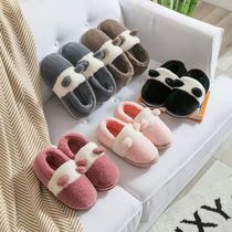 Mens cotton slippers winter home warm thick bottom Net red plush all-inclusive cotton shoes women autumn and winter