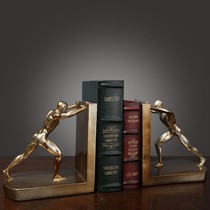 European style retro creative study wine cabinet office decorations ornaments sports people push things bookend books by book