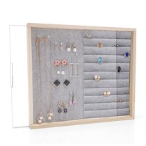 Solid wood jewelry box dust earring frame hanging wall earring tray earring tray earring storage rack necklace jewelry display rack