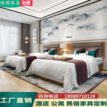 Zhitu hotel furniture Express hotel bed special standard room full set of combination apartment Bed and breakfast table and chair room rental house