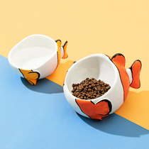 Cat bowls ceramic kitty drinking water Bowl Cute Cat Food Basin Inclined pitched Cat Food Bowl protection Cervical Dog Bowl Medium