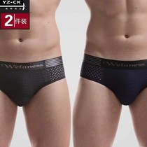 2 mens underwear Male Triangle pants Ice Silk speed dry breathable sexy underpants mesh ultra-thin Triangle underpants