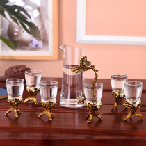 Household wine dispenser small mouth cup wine glass set wine cup white wine cup plum Blue Bamboo chrysanthemum gift box set