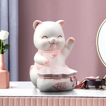 Wealth cat entrance key storage ornaments living room TV cabinet coffee table home accessories opening housewarming new home gifts